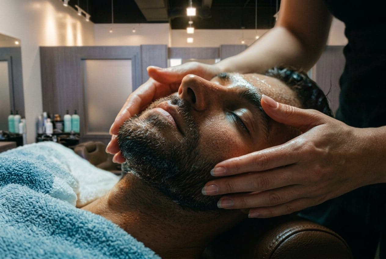 Men's Facials Relaxing men's facial skin treatment at 18|8 Fine Men's Salons Dallas
