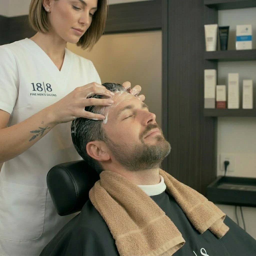 Scalp Treatments ScalpMetics scalp treatment for men at a Dallas salon