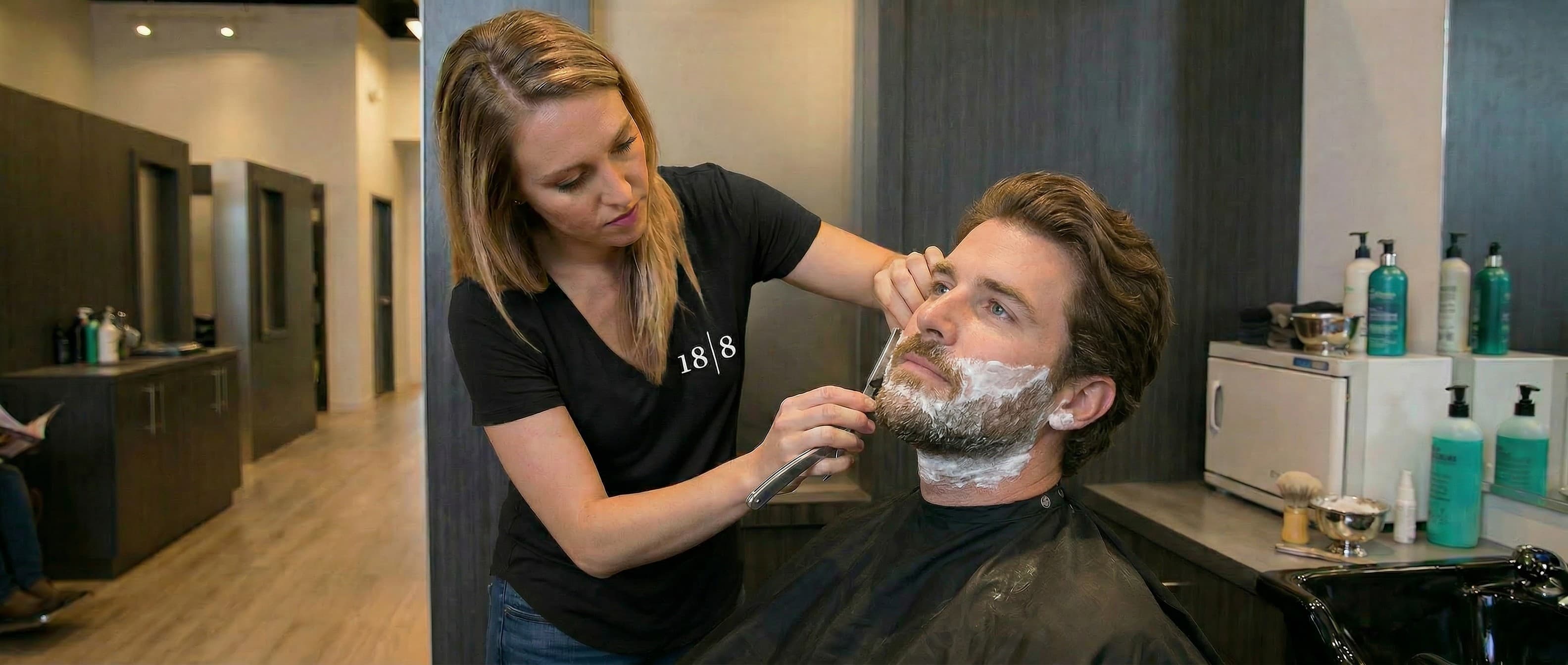 Straight-Razor Shaves Classic hot-towel straight-razor shave at a Dallas men's salon